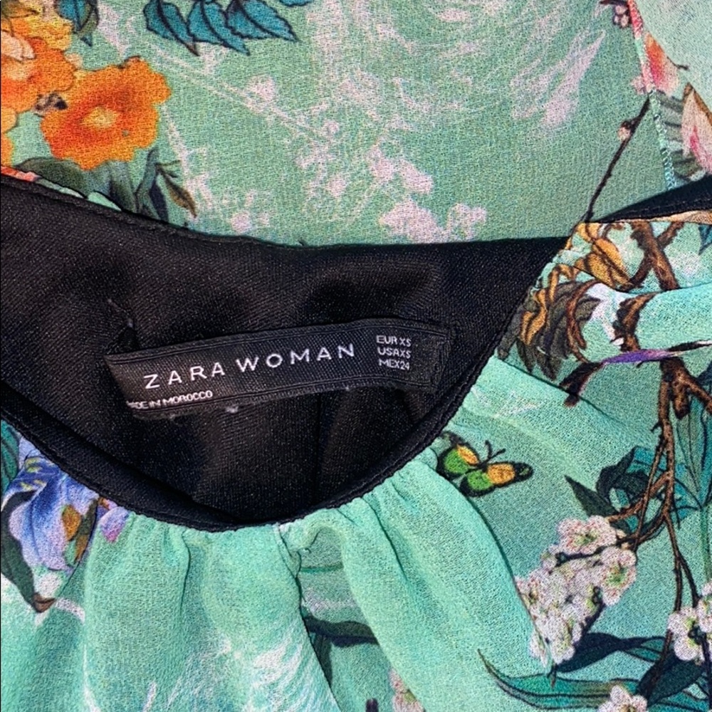 Zara Woman Seafoam Green Floral Garden Tank Dress - Picture 5 of 6
